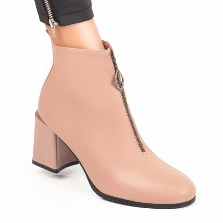 Botine cu toc gros si fermoar dama nude ZEF07086, 3, zeforia.ro