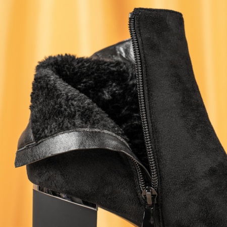 Botine dama cu toc gros negru suede MOD14137, 2, modlet.ro