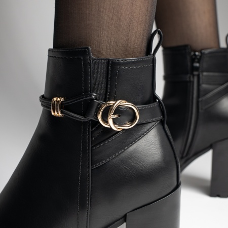 Botine dama cu toc gros si fermoar negre ANA95, 4, modlet.ro