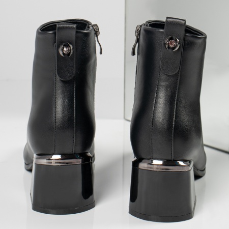 Botine dama cu toc si fermoar negre ZEF12598, 4, zeforia.ro