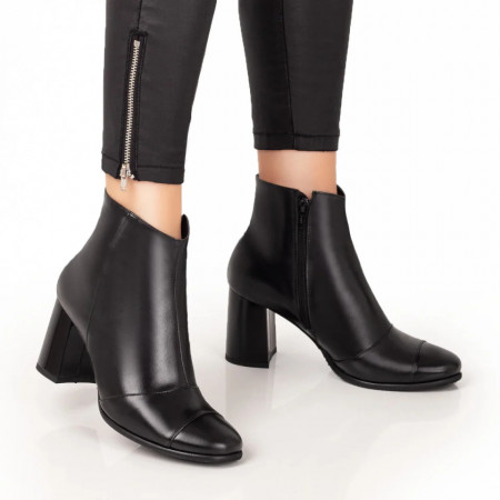 Botine dama negre cu toc din Piele naturala MOD07544, 4, modlet.ro