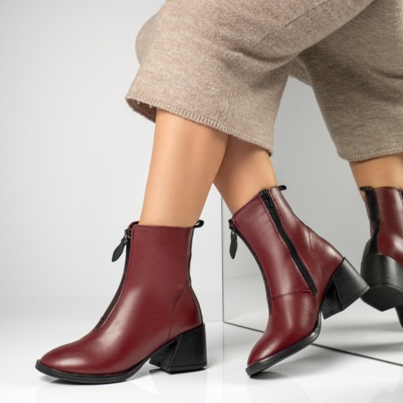 Cizme dama cu toc si fermoar visinii din Piele naturala MOD10377, 2, modlet.ro