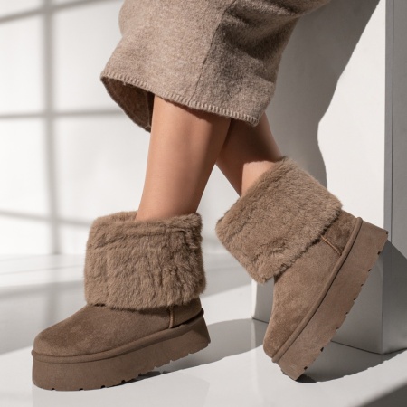 Cizme dama khaki suede tip UG MOD12406, 2, modlet.ro