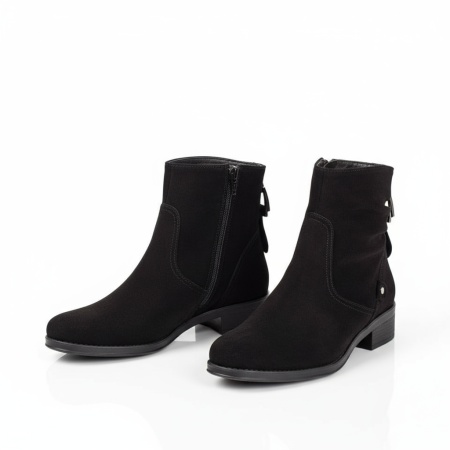 Cizme dama negru suede fara toc cu fermoar MOD05668, 5, modlet.ro