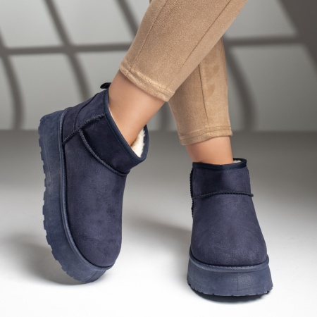 Cizme dama scurte albastre suede MOD12590, 3, modlet.ro