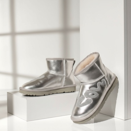 REDUCERI INCALTAMINTE, Cizme dama scurte argintii MOD0277, modlet.ro