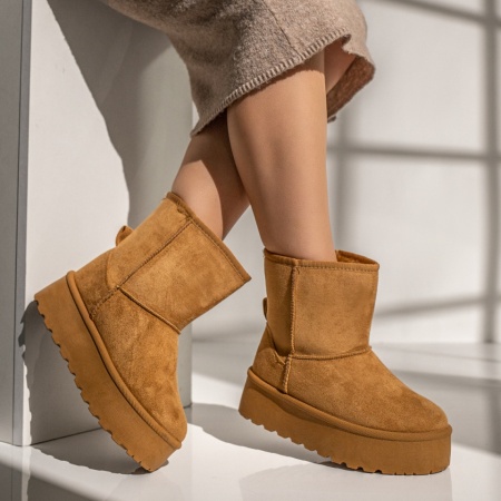 Cizme scurte, Cizme dama tip UG maro suede MOD12269, modlet.ro