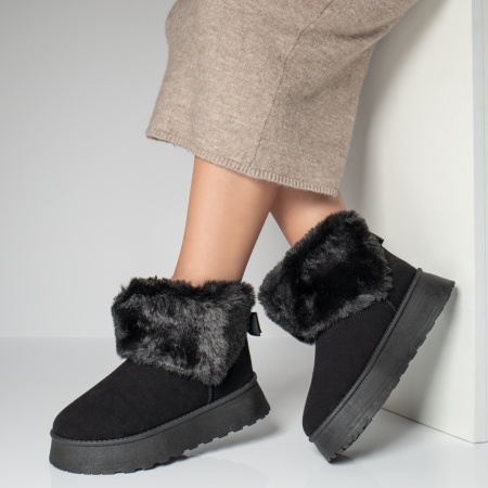 Cizme scurte dama tip UG negru suede MOD12593, 1, modlet.ro