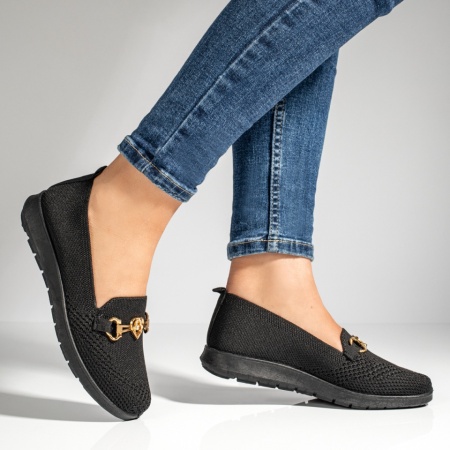 Espadrile dama cu accesoriu decorativ negre MOD13055, 2, modlet.ro