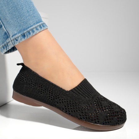 Espadrile dama cu perforatii si talpa joasa negre MOD13063, 4, modlet.ro
