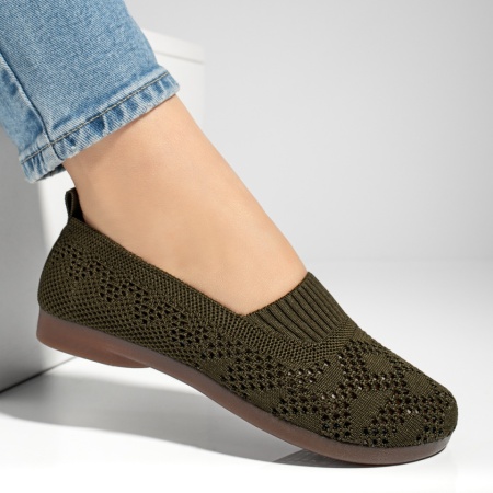 Espadrile dama cu perforatii si talpa joasa verzi ZEF13063, 4, zeforia.ro