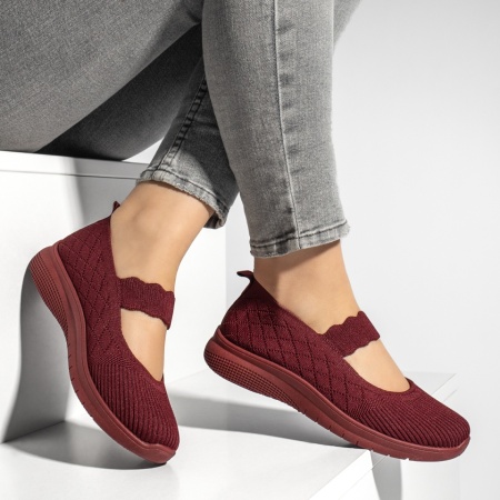 Espadrile dama cu talpa groasa visinii MOD13180, 4, modlet.ro