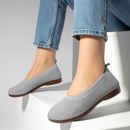 Espadrile dama cu talpa joasa din material textil gri ZEF13064