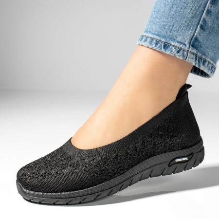 Incaltaminte dama, Espadrile dama din material textil cu perforatii negre MOD13058, modlet.ro