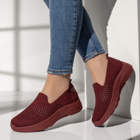 Incaltaminte dama, Espadrile sport dama cu perforatii visinii MOD13397, modlet.ro