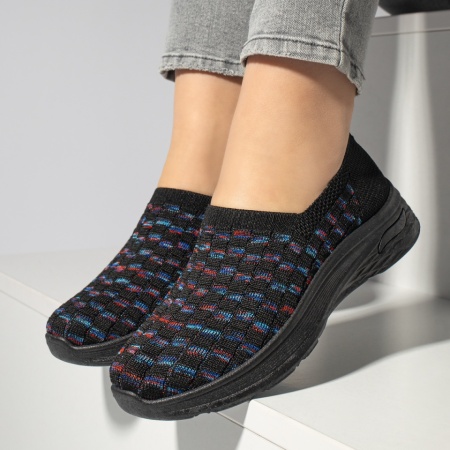 Espadrile sport dama cu talpa groasa negre EMA10, 2, modlet.ro