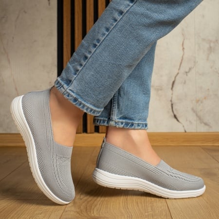 Espadrile sport dama cu talpa joasa si perforatii gri ZEF13056, 3, zeforia.ro