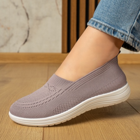 Espadrile sport dama cu talpa joasa si perforatii mov ZEF13056