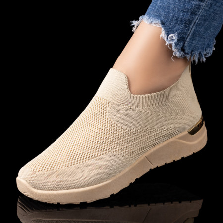 REDUCERI INCALTAMINTE, Espadrile sport dama din material textil bej MOD08522, modlet.ro