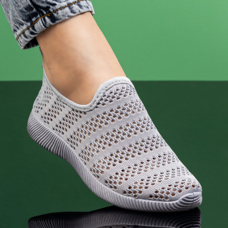Espadrile sport dama din material textil cu perforatii gri MOD05093