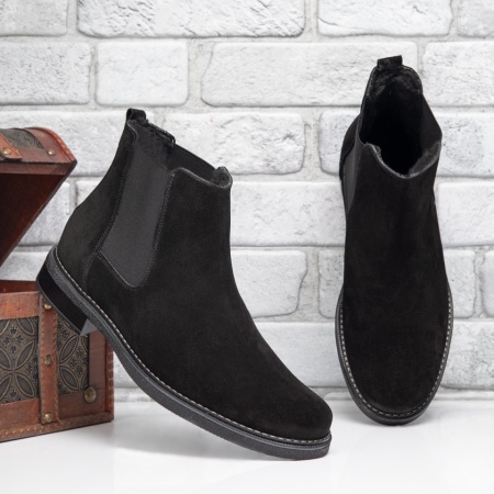 Ghete barbati negre suede din Piele naturala ZEF07476