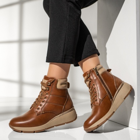 Ghete dama cu platforma maro MOD12343, 2, modlet.ro