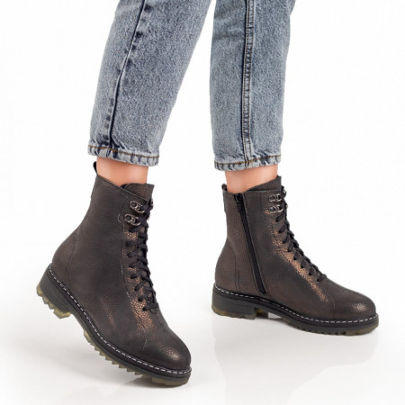 Ghete dama cu siret si fermoar maro din Piele naturala MOD05386, 4, modlet.ro