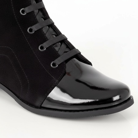 Ghete dama cu siret si fermoar negru suede din Piele naturala MOD07602, 5, modlet.ro