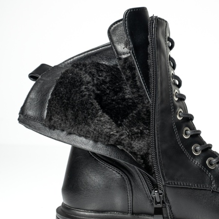 Ghete dama cu siret si talpa groasa negre MOD14142, 2, modlet.ro