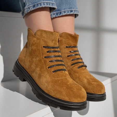 Ghete dama cu strasuri aplicate maro suede MOD12853, 3, modlet.ro