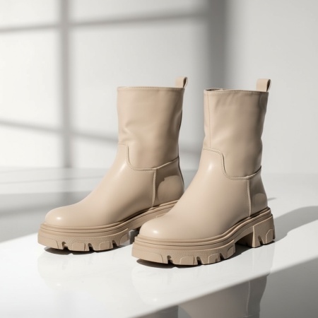 REDUCERI INCALTAMINTE, Ghete dama cu talpa groasa bej MOD02179, modlet.ro