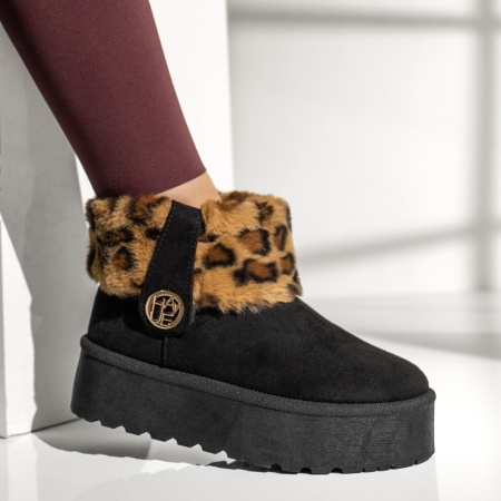 Ghete dama cu talpa groasa negru suede MOD14115, 3, modlet.ro