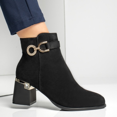 Ghete dama cu toc si accesorii decorative negru suede MOD12882, 4, modlet.ro
