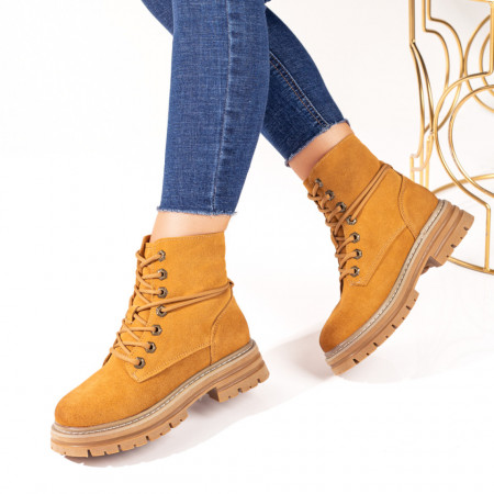 Ghete dama khaki suede cu talpa groasa MOD10060