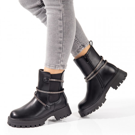 Ghete Dama, Ghete dama negre cu accesoriu detasabil MOD10716, modlet.ro