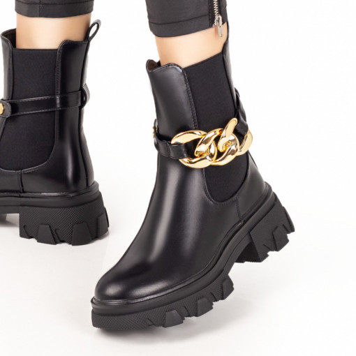 REDUCERI INCALTAMINTE, Ghete dama negre cu accesoriu metalic detasabil MOD07805, modlet.ro