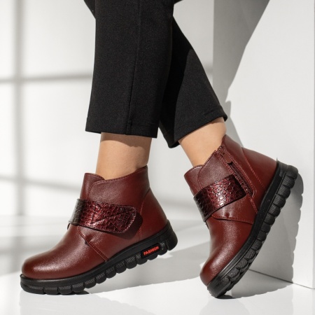 Ghete dama scurte cu fermoar si scai visinii MOD14098, 3, modlet.ro