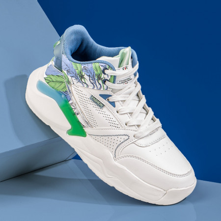 Ghete barbati, Ghete sport barbati albe cu albastru si verde cu imprimeu MDL08190 - modlet.ro