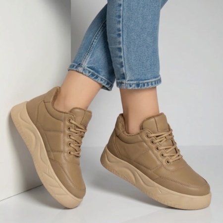 Ghete sport dama cu talpa groasa khaki DORA84, 3, modlet.ro