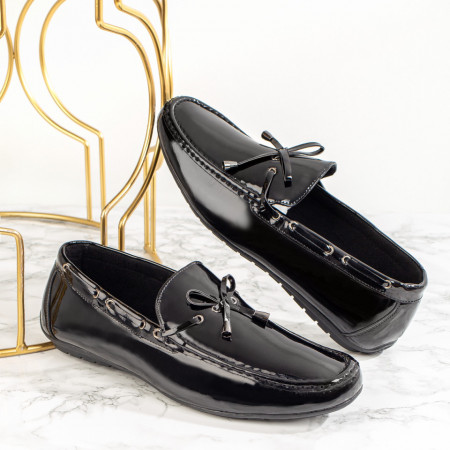 Plateste Jumatate!, Mocasini barbati negri luciosi MOD09058, modlet.ro