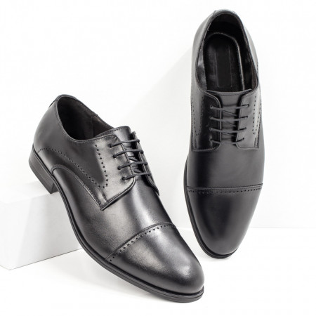 Pantofi barbati eleganti, Pantofi barbati eleganti cu perforatii negri ZEF08669 - zeforia.ro