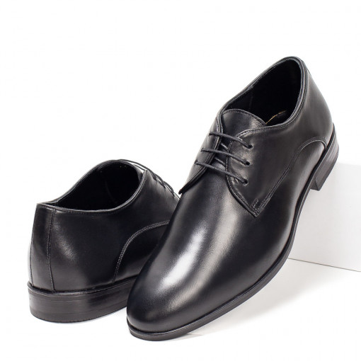 Incaltaminte barbati, Pantofi barbati eleganti cu siret negri din Piele naturala ZEF07001 - zeforia.ro
