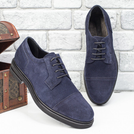 Pantofi barbati eleganti din Piele naturala albastri suede MOD10674, 2, modlet.ro