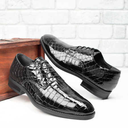 Pantofi barbati eleganti, Pantofi barbati eleganti negri cu aspect lucios din Piele naturala MDL09765 - modlet.ro