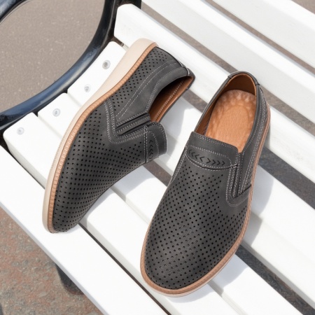 Incaltaminte barbati, Pantofi casual barbati cu perforatii gri ZEF13553, zeforia.ro