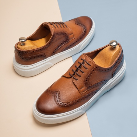 Pantofi casual barbati cu siret maro din Piele naturala MOD13791, 3, modlet.ro