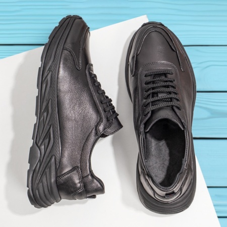 REDUCERI INCALTAMINTE, Pantofi casual barbati cu siret negri din Piele naturala MOD12040, modlet.ro