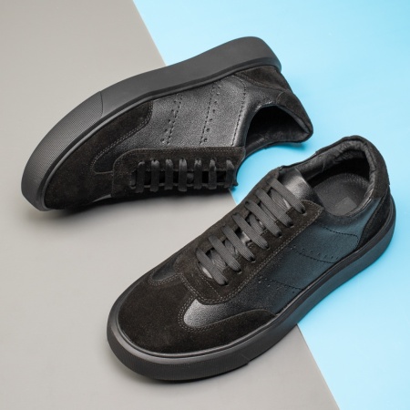 Pantofi casual barbati din Piele Naturala negri MOD11912, 1, modlet.ro