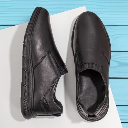 REDUCERI INCALTAMINTE, Pantofi casual barbati negri din Piele naturala MOD12044, modlet.ro