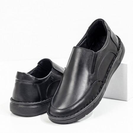 Pantofi casual barbati negri din Piele naturala ZEF08288, 3, zeforia.ro